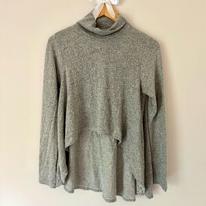 DYI Define Your Inspiration Light Gray Heather High Low Turtleneck Sweater